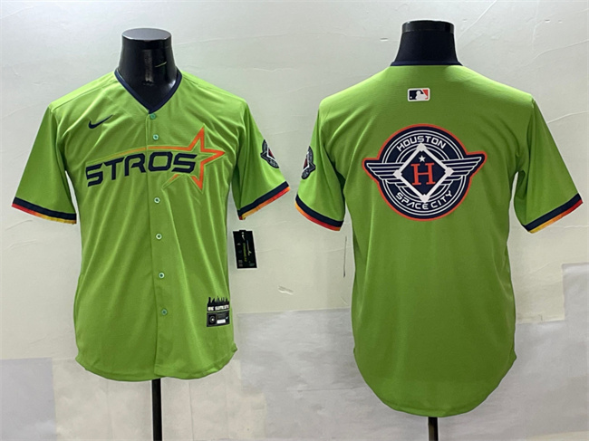 Men's Houston Astros Team Big Logo Green 2025 City Connect Limited Stitched Baseball Jersey